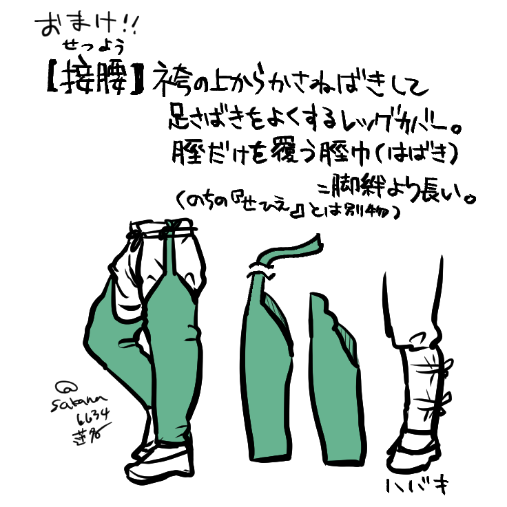 #みづらはいいぞ まとめ(4) 
正倉院蔵墨絵弾弓散楽図から(総角)
接腰(レッグカバー)の解説
中世から盛んになった聖徳太子信仰の図像に見られる古様の童子形の例 イラストと参考画像
輪を作らない二筋垂髪で、参考画像だと飾り結びの両輪を長くとって垂らしているのがわかる。 