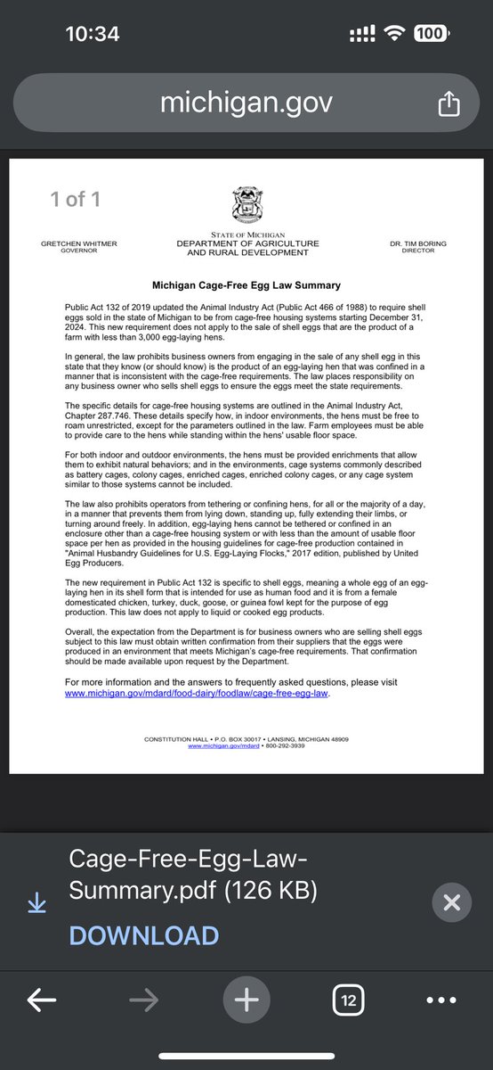 Why do Michigan Democrats hate farmers and the people who eat food? 
8 dollar eggs and out of stock is the new norm in Michigan 

If democrats don’t understand farming maybe they need to stop making more farm law.

It makes eggs cheaper for food corporations and more expensive