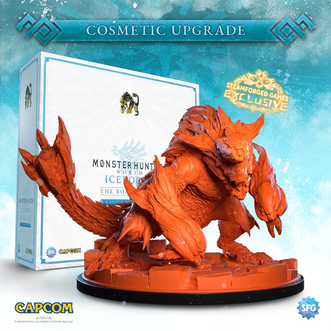 As requested by budding hunters of the Fifth Fleet, we’re now able to offer specially-coloured miniatures for some of the beasts you’ll be taking on in Iceborne 🧊

Available now as add-ons in the pledge manager: bit.ly/4fnYPnS

#MonsterHunterWorldIceborne