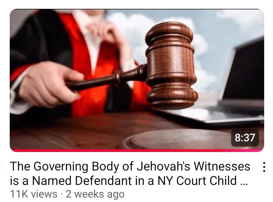 The Governing Body of Jehovah's
Witnesses is a Named Defendant in a NY
Court Child Sexual Abuse Case

youtu.be/y1rgRpzUsGY?si…