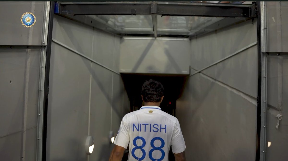 CricCrazyJohns's tweet photo. Nitish Kumar Reddy said "After my Hundred, I was planting my bat - keeping the helmet - so there is Indian flag and saluting the flag - the biggest motivation is playing for the country and it was memorable". https://t.co/bdwyOy1yWj