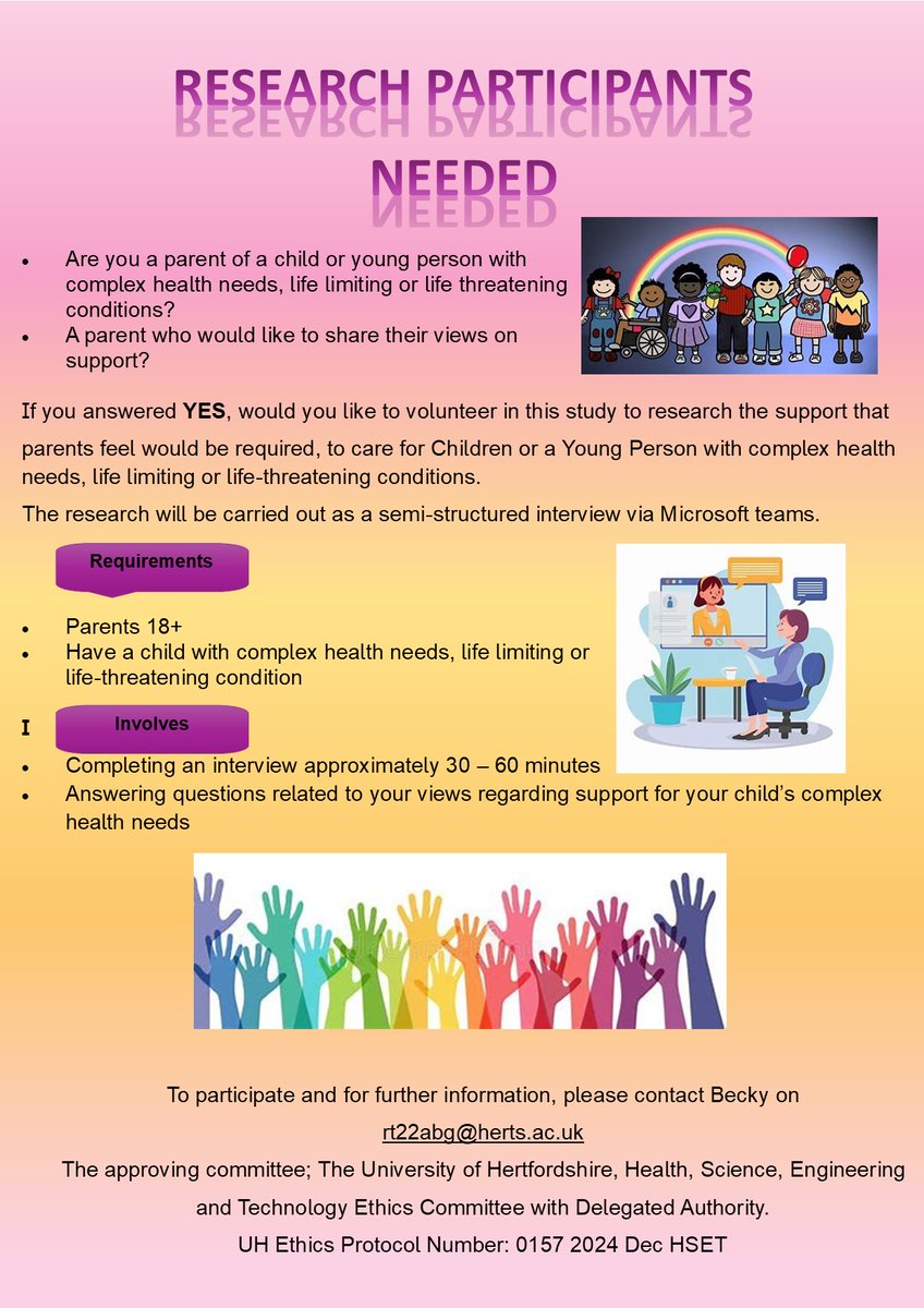 I am studying towards my MSc in Nursing and looking for volunteers to participate in my research project. 
Please can you share my poster.  Thank you 🥰