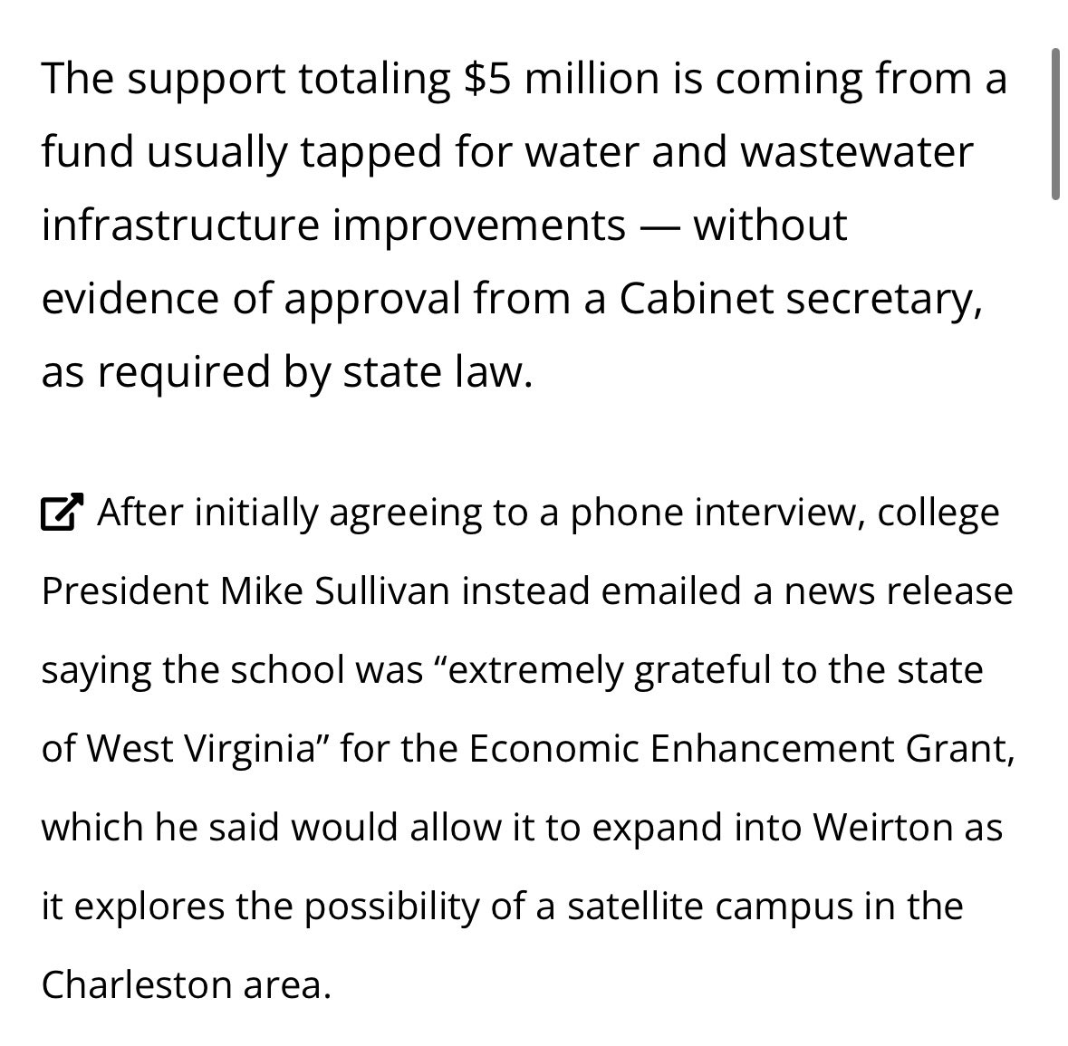 oliviadowlerr's tweet image. While Weirton is undergoing a water crisis due to poor infrastructure, $5 million in taxpayer money—coming from a fund usually tapped for water &amp;amp; wastewater infrastructure improvements—is going across the border to Steubenville, OH for a right-wing Catholic school.