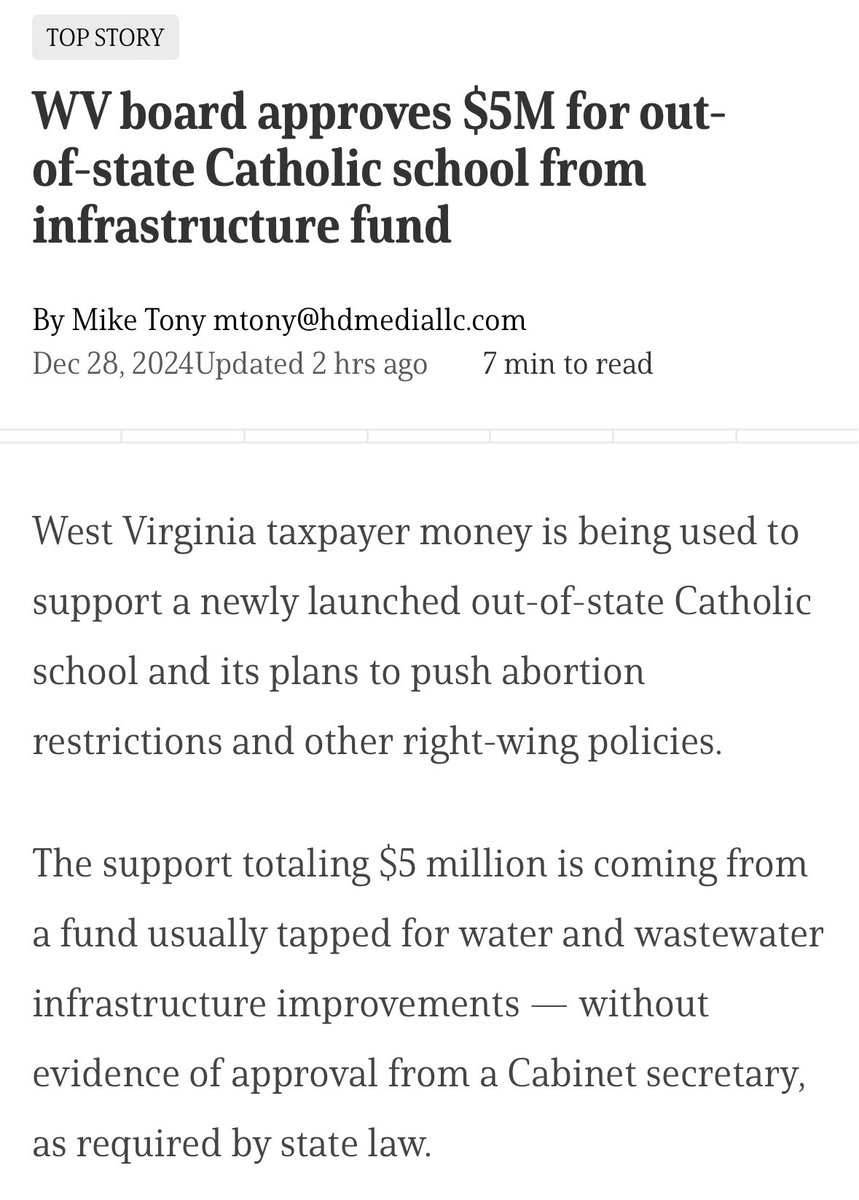 oliviadowlerr's tweet image. While Weirton is undergoing a water crisis due to poor infrastructure, $5 million in taxpayer money—coming from a fund usually tapped for water &amp;amp; wastewater infrastructure improvements—is going across the border to Steubenville, OH for a right-wing Catholic school.