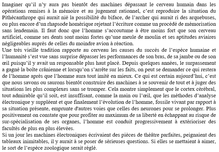 Sur l'IA, voici un texte publié en 1965 par l'ethnologue André Leroi-Gourhan (extrait de "Le Geste et la parole", Tome 2, La mémoire et les rythmes). 👇