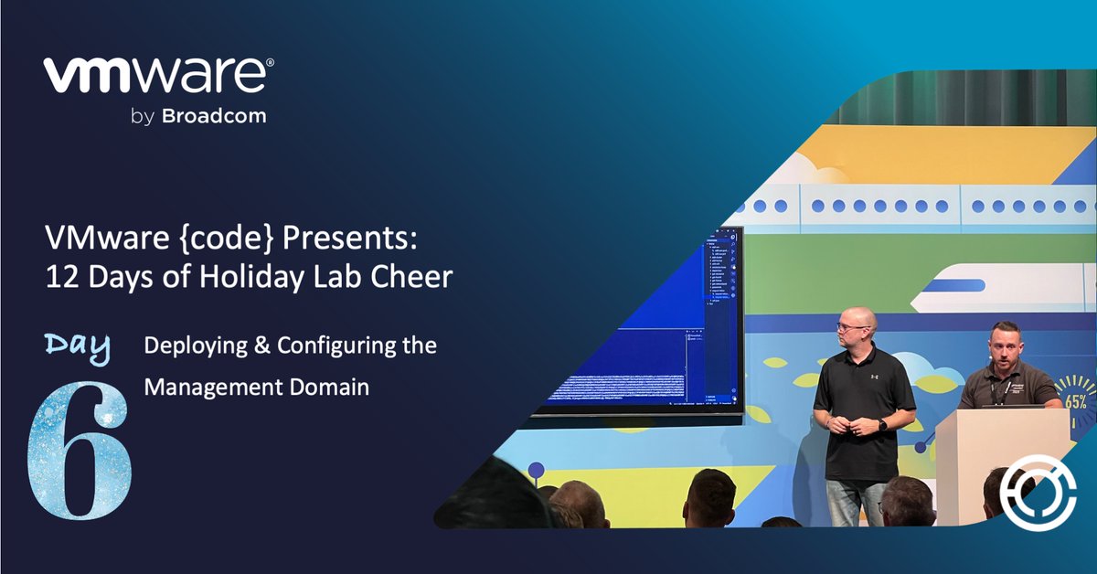 VMwareCommunity's tweet image. 🎶 On the 6th day of lab cheer, my {code} friends gave to me: 

Resources to deploy &amp;amp; configure the management domain with VMware Cloud Foundation. #VMwareVCF 

Learn the steps! brcm.tech/3BGlTQY
PS. Reconvene Monday for Day 7 📆 #12DaysToVCP