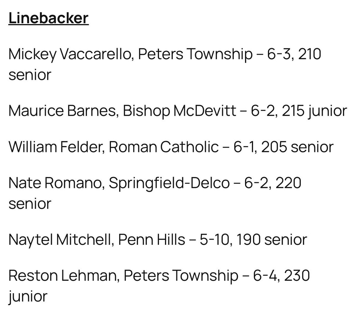 nateromano10's tweet image. I am blessed to be named a 1st team All-State Linebacker! @SpringfieldFB @CoachCBritton @CoachDalonzo @Dan__plank @EPAFootball @PaFootballNews @PRZPAvic @PrepRedzonePA @PAPrepsRivals