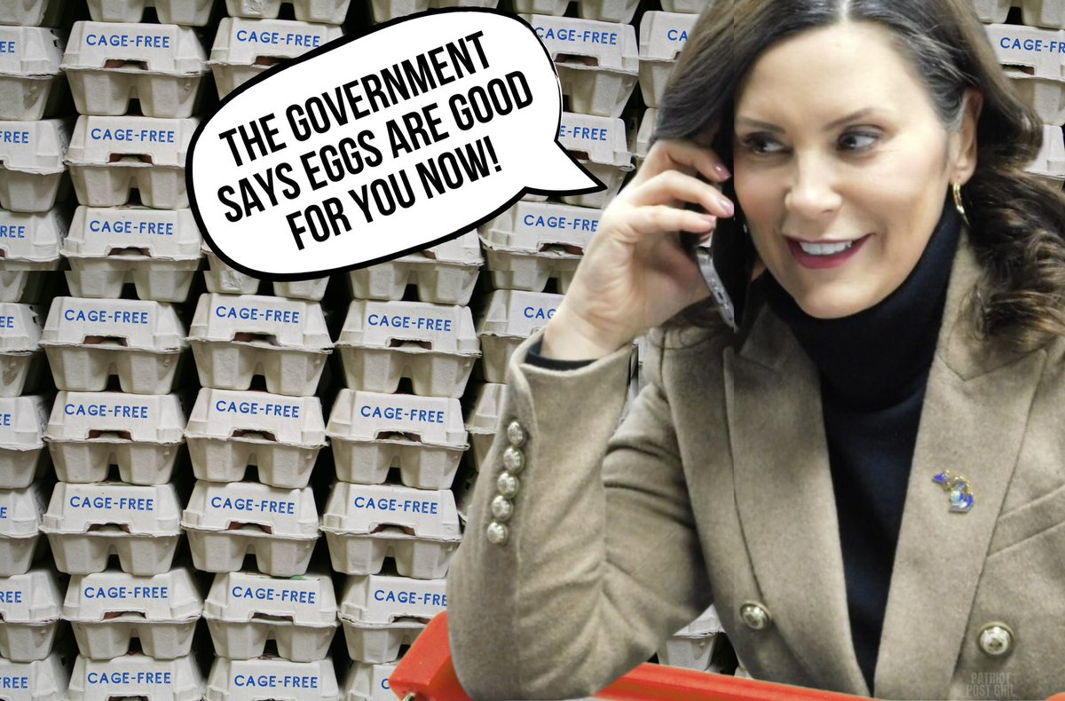 PatriotPostGirl's tweet photo. According to the FDA, eggs are healthy for you now. Who knew? Just in time for Michiganders to pay more for cage-free only eggs at a store near you.
#PoorMichiganPaysMore4Less https://t.co/pF1hwmRhnI