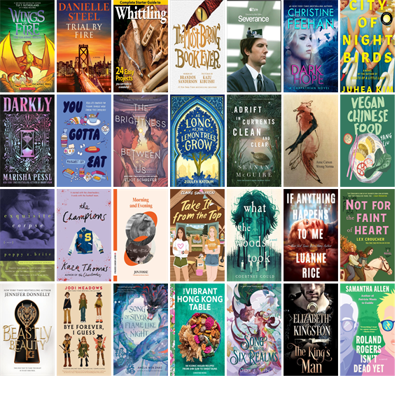 EWMLibrary's tweet photo. This week the Easthampton Public Library has 58 new books and one new movie.  New items include Wings of Fire 8, Trial by Fire, Complete Starter Guide to Whittling, The Most Boring Book Ever, Severance, Dark Hope, City of Night Birds, and Darkly. https://t.co/4cBsegrppN https://t.co/SNnMbvbpR4