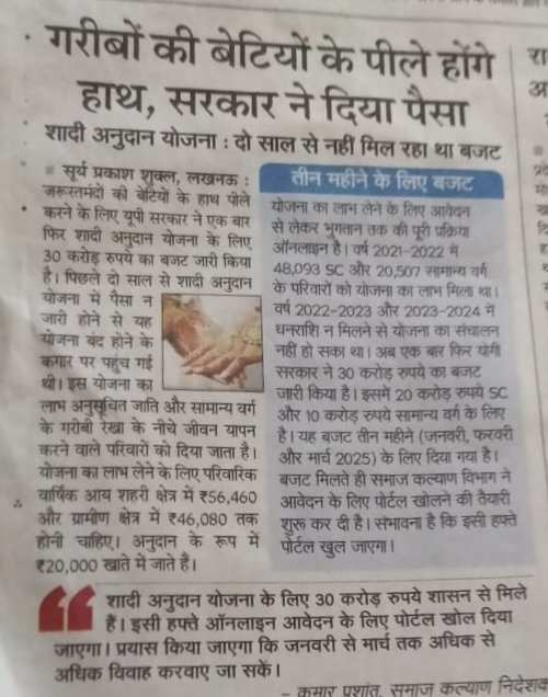 arvindtiwari363's tweet photo. शादी अनुदान योजना के तहत SC वर्ग के लड़कियों के विवाह के लिए 20 करोड़ एवं सामान्य वर्ग के लड़कियों के शादी के लिए 10 करोड़ योगी सरकार ने बजट पास किया है इस बजट में OBC वर्ग के लिए कुछ नहीं आखिर क्यू 
क्या योगी जी के नजर में OBC वर्ग के लोगों की इसकी आवश्यकता नहीं है क्या ? https://t.co/czG70RnUKk