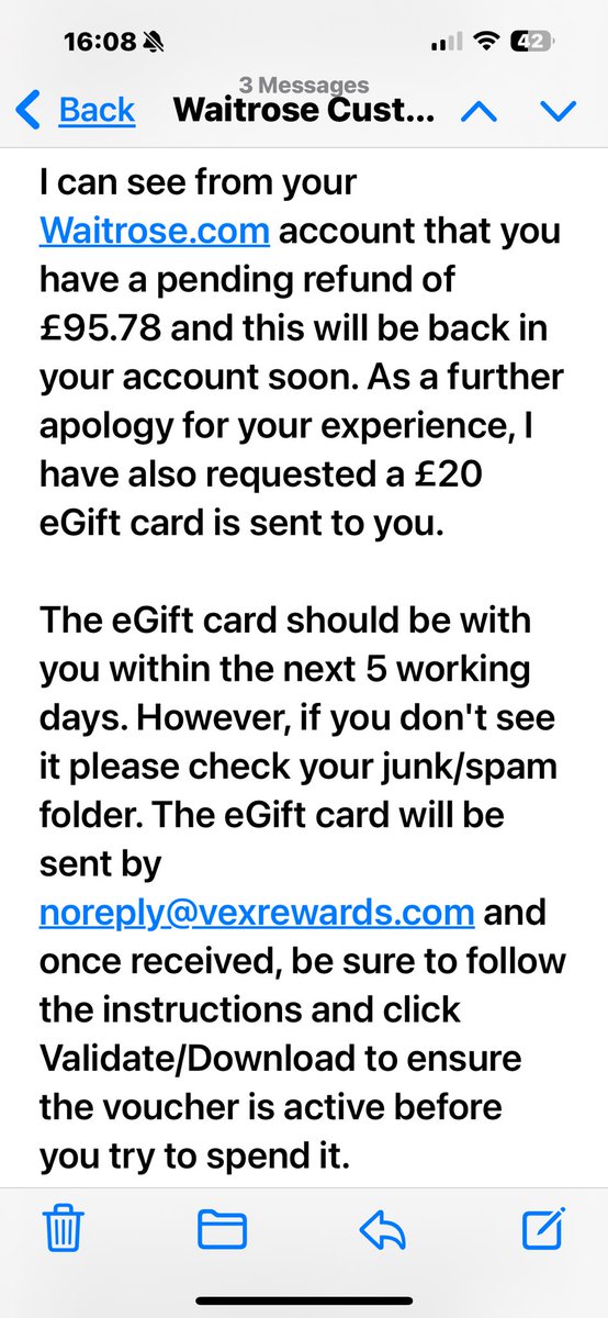 disco1025's tweet photo. @waitrose Thank you for your response, you seem to make out your doing me a favour by pointing out you have me a £95 refund, this was for the useless items you sent as substitutes. Absolutely disgusted! https://t.co/83FOnjqsdj
