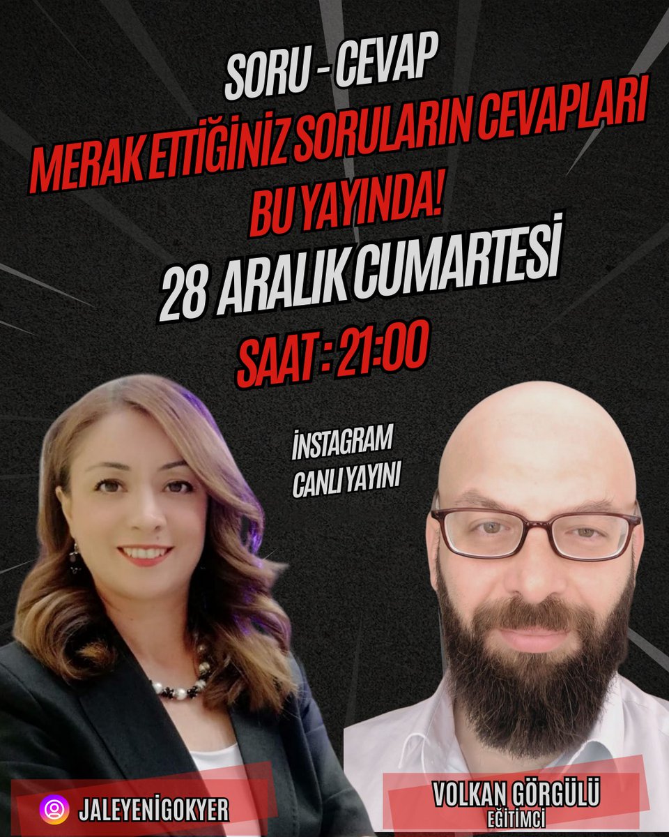 Sevgi dostlar hepinize güzel bir hafta sonu diliyorum. Bu akşam Eğitmen Volkan Görgülü ile yayınımız olacaktır.Dinimize dair merak ettiğiniz ve aklınızda takılan soruları  yöneltebilirsiniz.?

Sevgiler 🌷 

@e.volkangorgulu