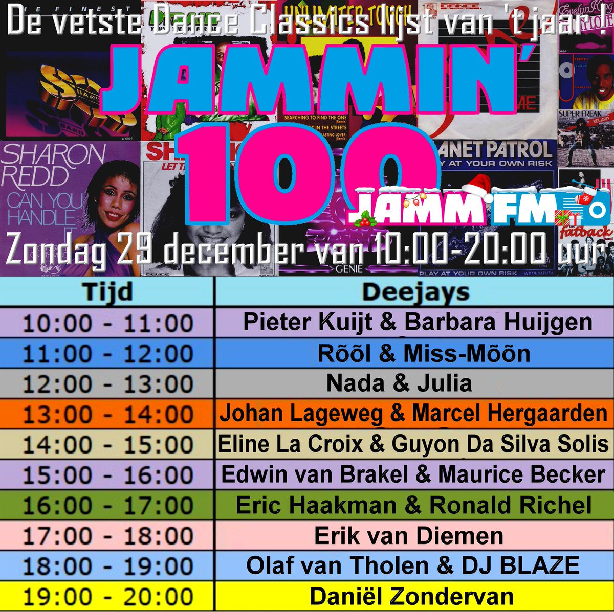 Kijk of luister mee zondag 29 december van 10:00 tot 20:00uur. De JAMMIN' ONE HUNDRED !
𝗞𝗶𝗷𝗸 𝗹𝗶𝘃𝗲 𝗺𝗲𝗲 op Ziggo kanaal 40 en 42, KPN kanaal 1380, Odido kanaal 806.
Of luister via:
jammfm.nl/livestream/
jammfm.nl/player/
Gratis JAMMFM App
FM 104.9
FM 107.2
DAB+