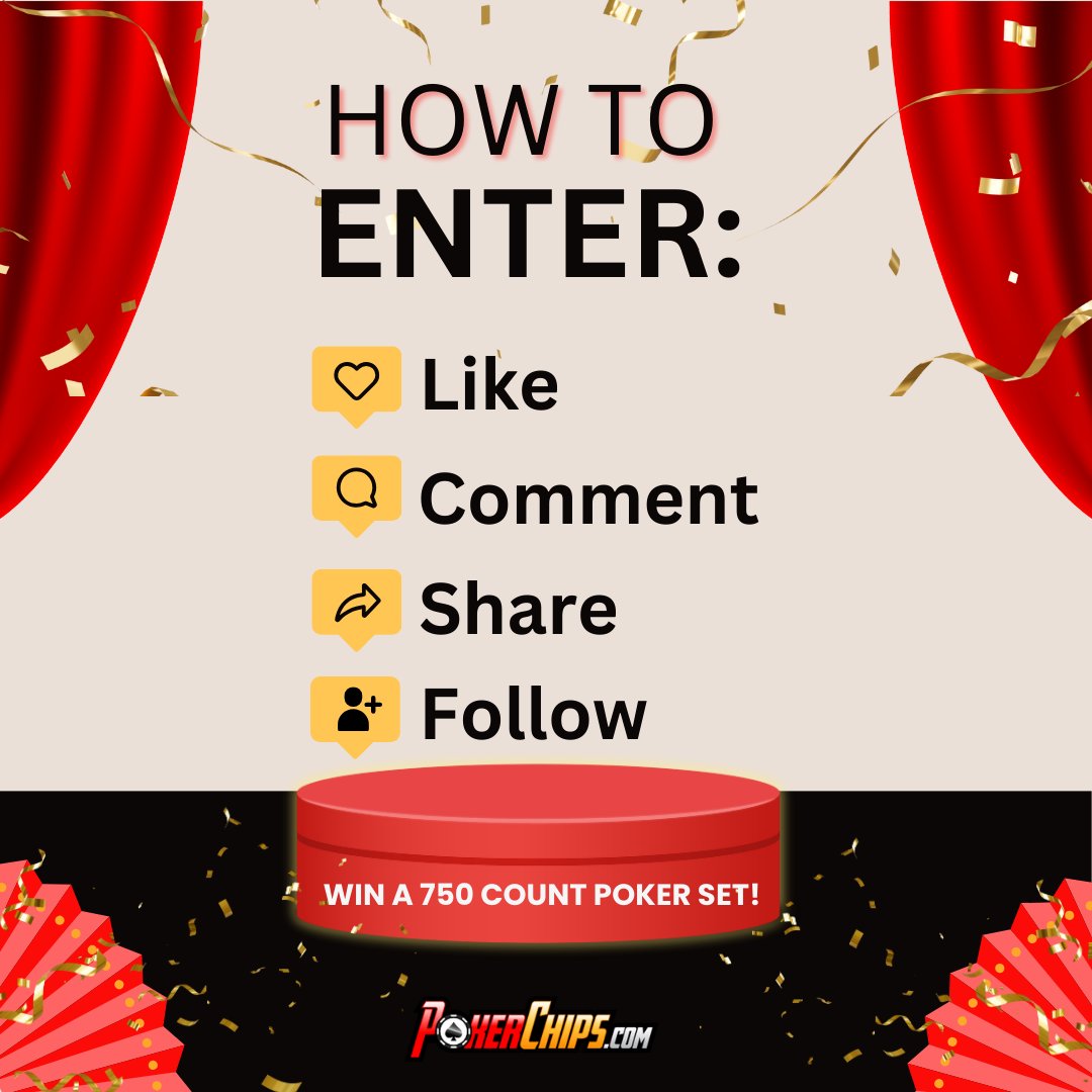 pokerchips_com's tweet photo. 🎉 New Year, New Giveaways! 🎉

Win a 750 Custom Poker Set complete—an $800 value!

How to enter:

1️⃣ Follow us on Instagram and X
2️⃣ Like this post
3️⃣ Comment a friend and your favorite poker hand
4️⃣ Share this post

U.S Residents Only. Must be 18+.

#NewYearGiveaway https://t.co/YifMISUsTn