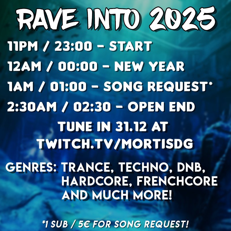 MortisDG's tweet image. 3 days left until new years eve! Gonna be doing a big DJ stream like last year. If you don't know what to do or if you need music, tune in!