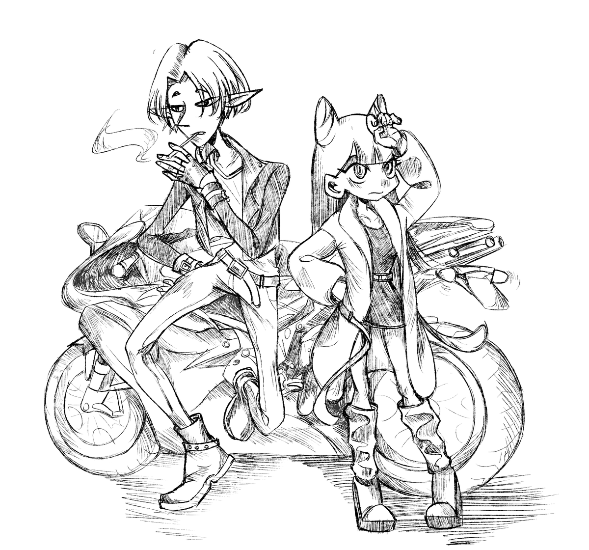 ebla05's tweet photo. I've had time to think about some au (ordinary modern and everyone is alive)? These illustrations are not really interesting, but the interaction between the characters seem quite funny in my head. I'll draw some of them when I have time. So, some sketches for now.
#ギタメタ https://t.co/VydRJbUwZd