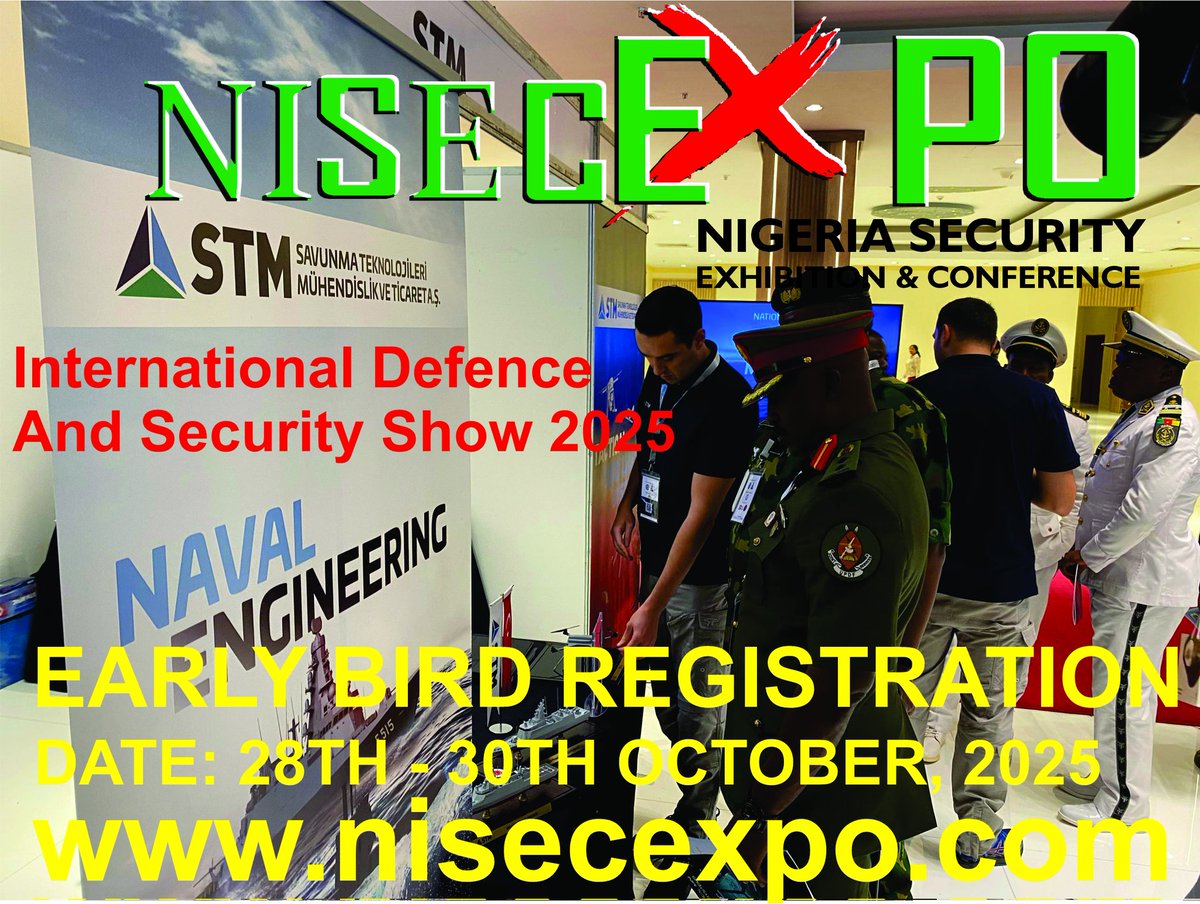 Welcome to NISECEXPO International Defence and Security Show 2025.

Don't miss out, Early Bird registration is open. Save more money that can be channelled to media piblicity or other company marketing tools.

Visit us @: nisecexpo.com
