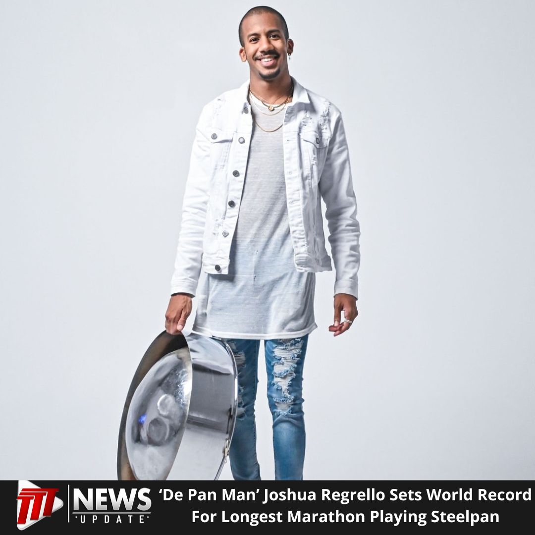 30 hours in the books! ‘D Pan Man’ Joshua Regrello has cemented his name in the Guinness World Book by being the first person to play a steelpan for 30 hours.