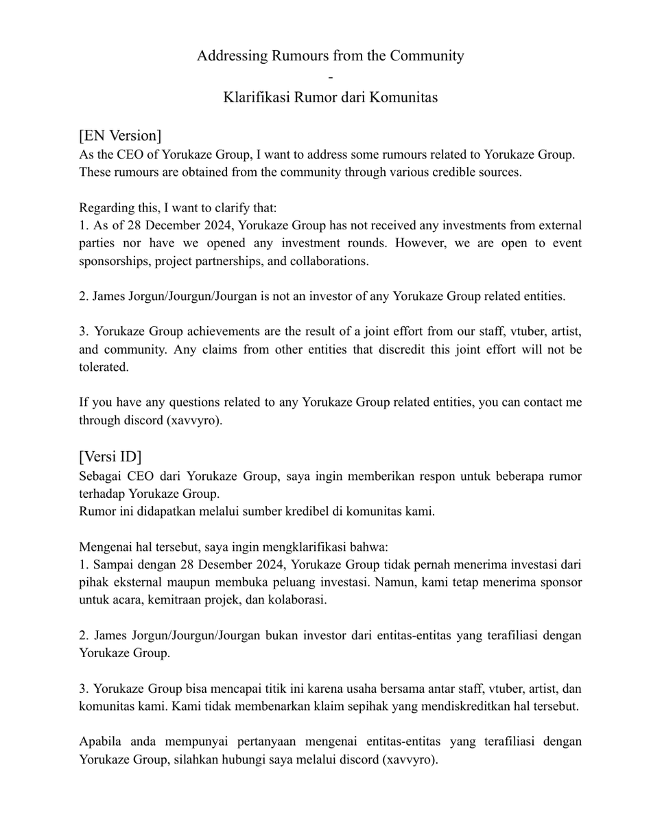 Addressing Rumours from the Community - Klarifikasi Rumor dari Komunitas