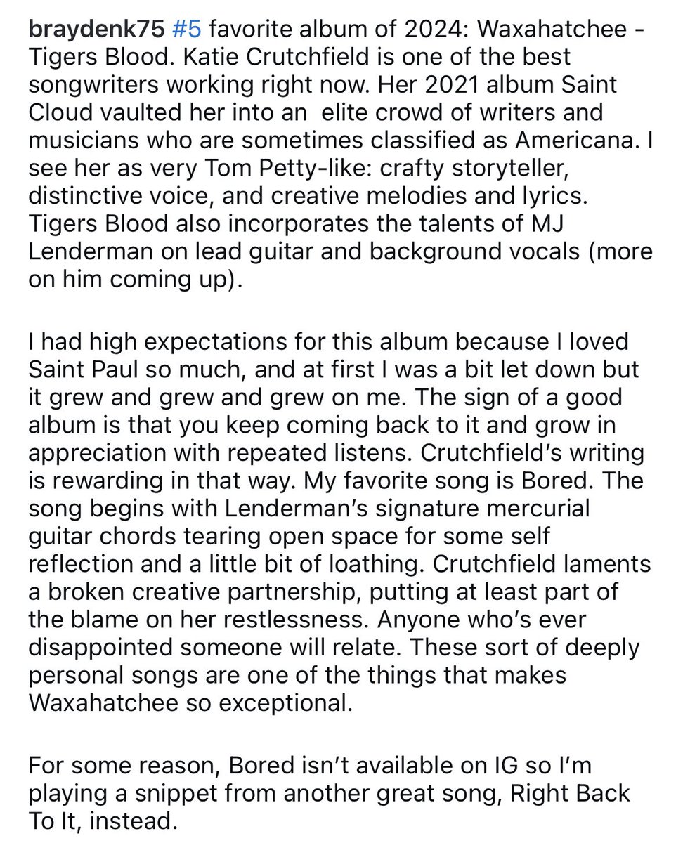 #5 favorite album of 2024: Waxahatchee - Tigers Blood