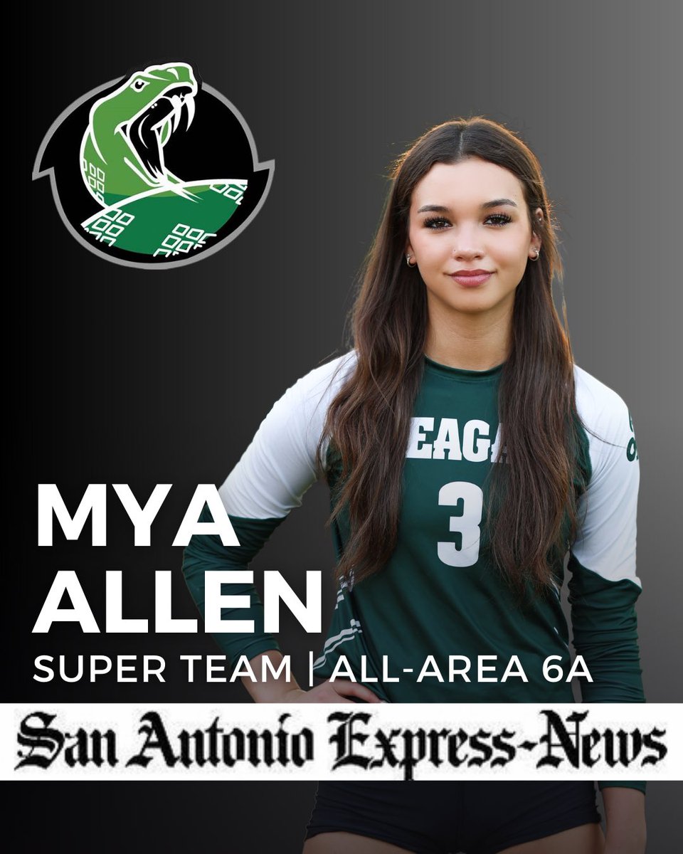 Mya Allen was awarded Super Team &amp; All-Area 6A for the SA Express News. She recorded 642 kills and 367 digs … 2024 and 2023 District MVP … American Volleyball Coaches Association (AVCA) Second Team All-American … TGCA Class 6A All-State team. 💚🐍🏐 #RattlerPride #SeniorSzn
