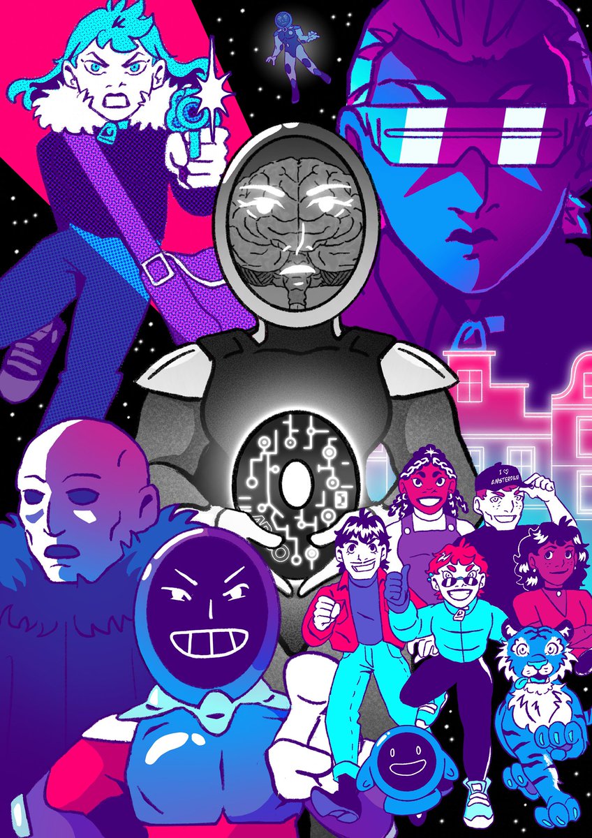 ARCOCOMIC's tweet photo. Hi! I make 𝘼𝙍𝗖𝗢, a sci-fi story filled with action 💥 humor 🍳 charming characters 🐯 and expansive world building 🪐✨

Chapter 3 is now complete!

🤖 Website https://t.co/SjqstpI9Ld
🧠 GlobalComix https://t.co/XFxzPGyxa6 https://t.co/ZLBLACCtKq