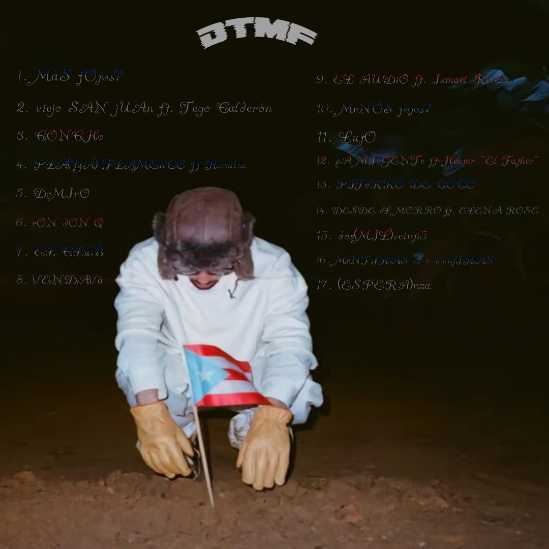💿 DeBÍ TiRAR MáS FOToS (COVER + TRACKLIST)

👤 BAD BUNNY

🗓️ 6 DE ENERO