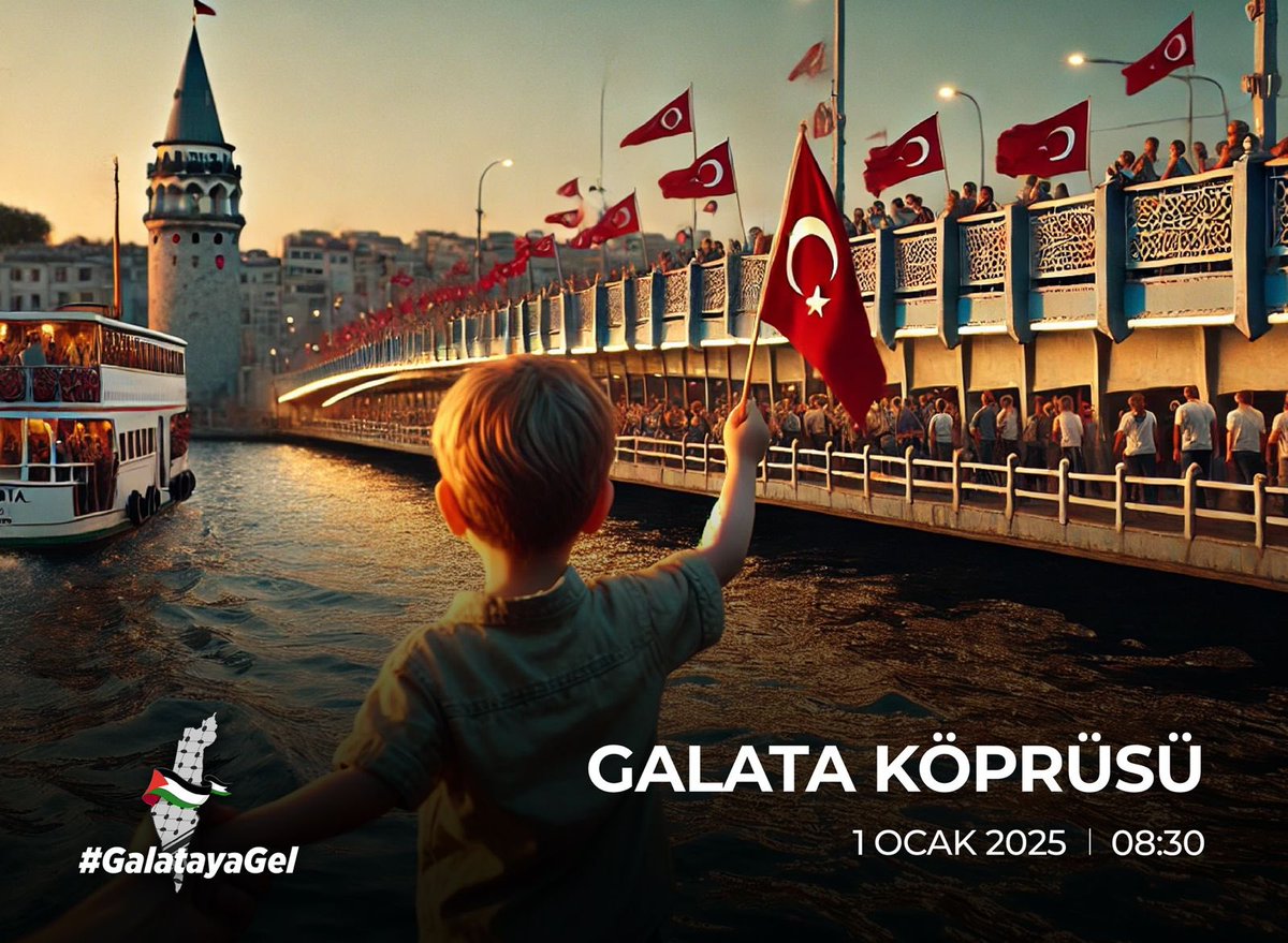 Bu yürüyüş, zalime karşı insanlığın duruşudur. Bu yürüyüş, adaletin sesini dünyaya duyurmaktır!

Sen de gel, Filistinli kardeşlerimiz için dünyaya haykır! #GalatayaGel

🗓️ Tarih: 1 Ocak 2025
🕒 Saat: 08.30
📍 Yer: Galata Köprüsü