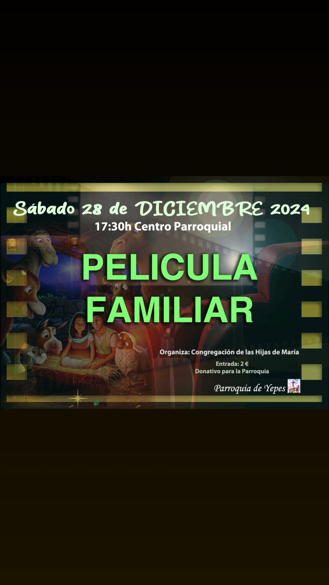 Disfrutamos de la tarde en esta #Navidad con el cine familiar en #Yepes!! 
Gracias a todos por el donativo a beneficio de la Iglesia!