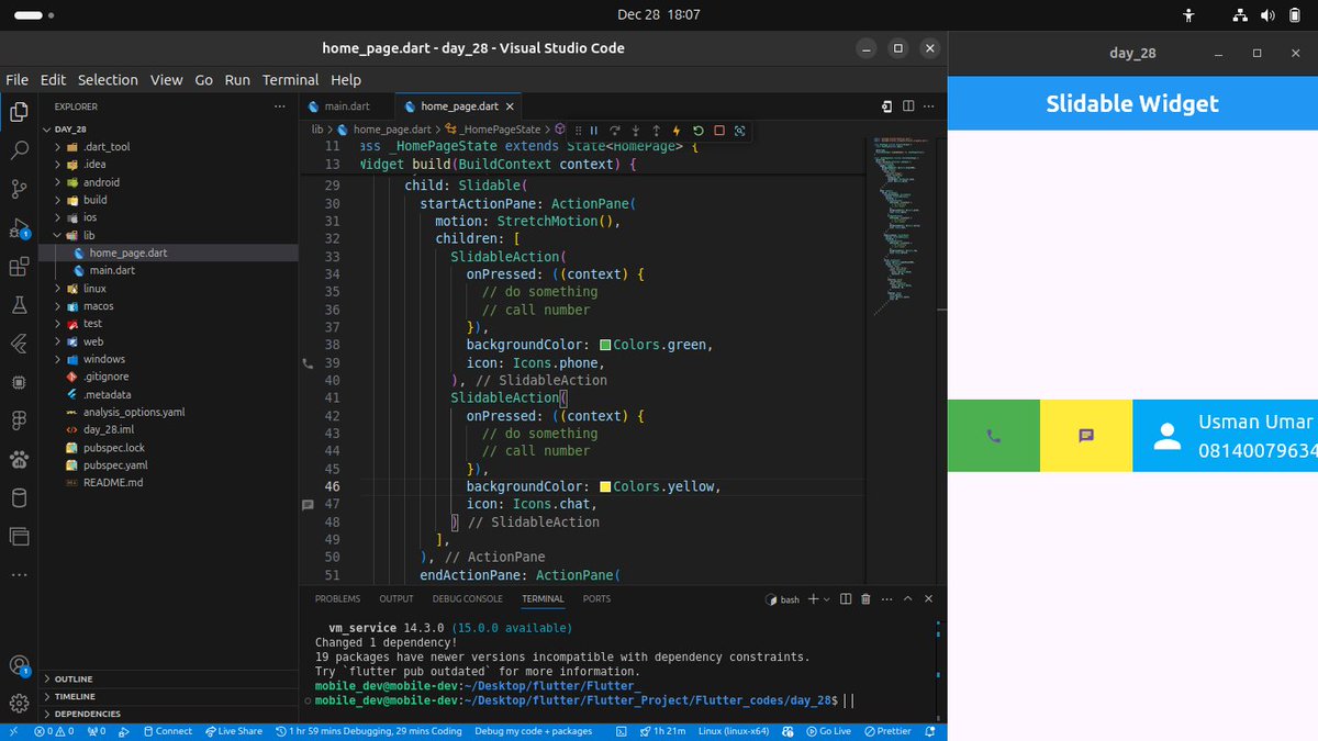 dev_useee's tweet image. Day 28 of 30DaysOfFlutter: Widget of the Day - Slidable 🚀🎨This incredibly versatile widget lets you add sliding actions to list items in your Flutter app, providing a modern and intuitive way to interact with content. checkout the source code here: github.com/techusman-code…