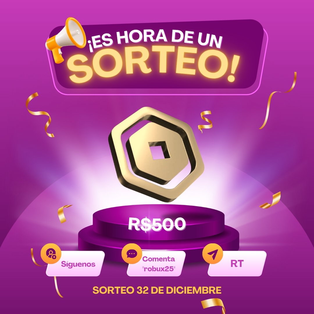 🚨 Sorteo De 500 Robux 🚨

     🗒️REQUISITOS:
1️⃣ Darme gusto al Tweet.
2⃣ Retwittear el Tweet.
3⃣ Seguir a <a href="/EpicStudios_ES/">Epic Studios en Español</a>
4️⃣ Comenta "robux25"
#Roblox | #robuxgiveaway | #Giveaway