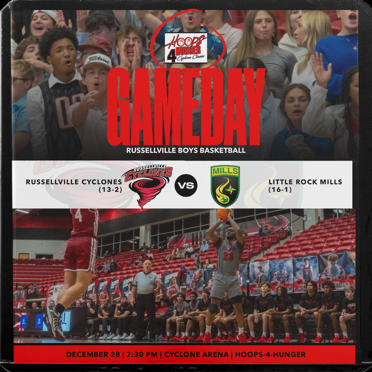 🚨CYCLONE GAMEDAY🌪️
⌚️7:30 PM
📍HOME 
🆚 LITTLE ROCK MILLS