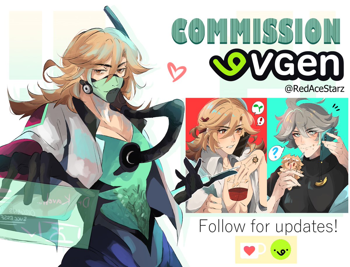 RedAceStarz's tweet image. Comms are open! 💛 💚
You can message me via VGen or DM me here ⭐
✦VGen: vgen.co/RedAceStarz
✦Carrd: redacestarz.carrd.co
✦#VGenComms