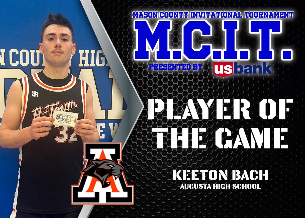 MCRoyalsBBall's tweet photo. Day 2 - Game 1
Final at the Fieldhouse 

Mason County Invitational Tournament 
@Rebels_Nation - 64
@AugustaPanthers - 60

Player of the Game
Keeton Bach - Augusta https://t.co/WookRpeH04