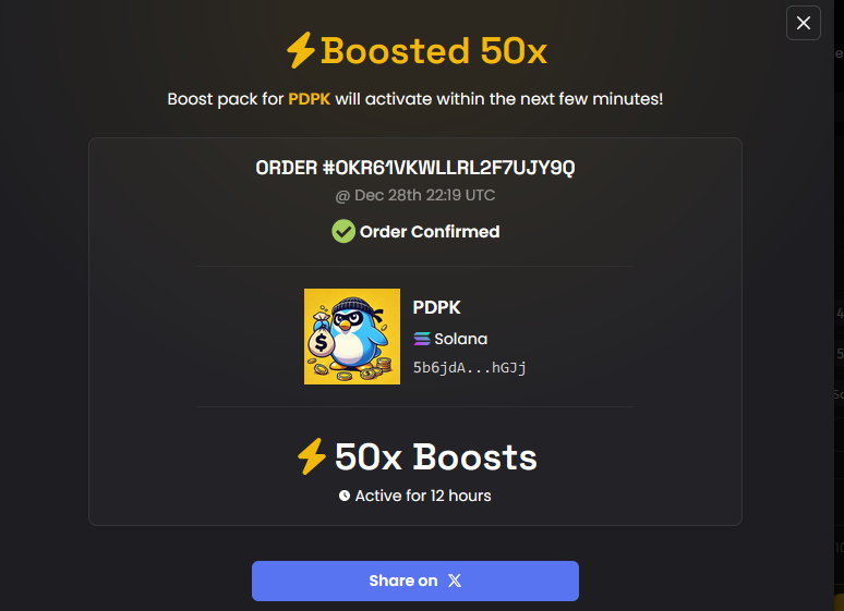 PudgyPayback's tweet photo. 🚀 A massive 50x Boost just landed on $PDPK! 💥📈 Someone’s playing big, and the rocket fuel is loaded. Strap in, we’re heading straight to the moon! 🌕🔥 #PDPK #CryptoBoost #SOL https://t.co/KENeRSRoQL