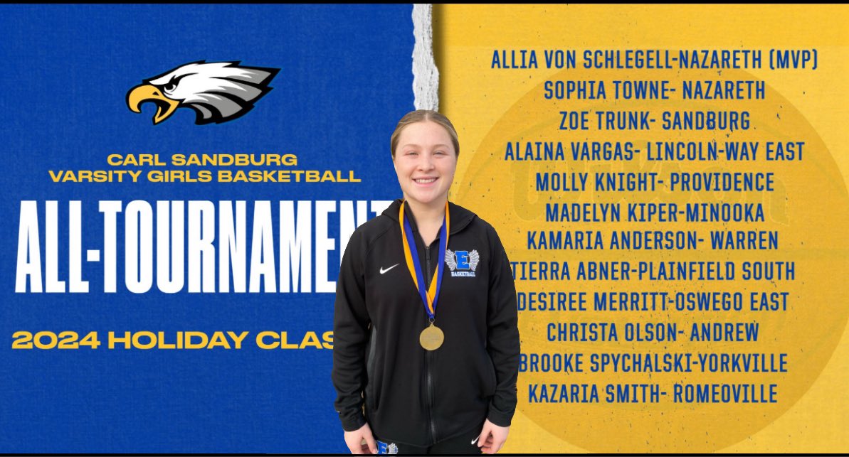 Griffins beat Providence to capture 3rd place in the Sandburg Holiday Tournament! Congratulations to Alaina Vargas on All-Tournament