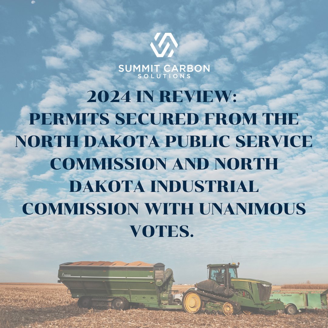 summit_carbon's tweet photo. #AYearInReview On November 15, the North Dakota Public Service Commission approved a route permit for Summit Carbon Solutions. Shortly after, on December 12, the North Dakota Industrial Commission approved the project's Class VI Injection Well permits. https://t.co/hWLkgYNooj