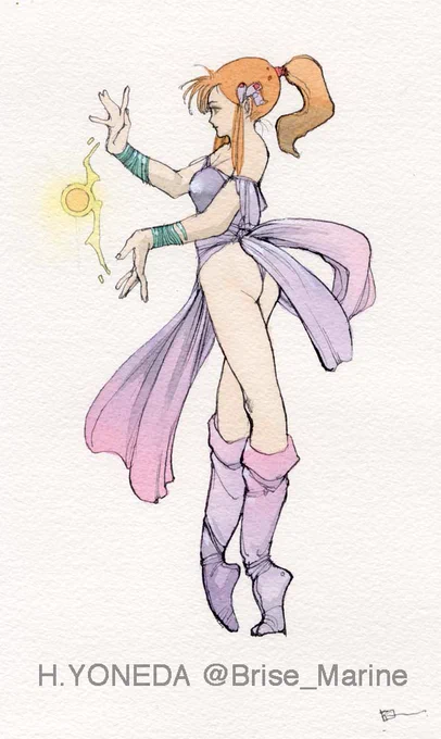 …ということは、この魔法使いらしき女の子も『エルナード』でしょうかね。 (同じフォルダに入っていた)#illustration #watercolor #イラストレーション #水彩画 #米田仁士 #HitoshiYoneda 