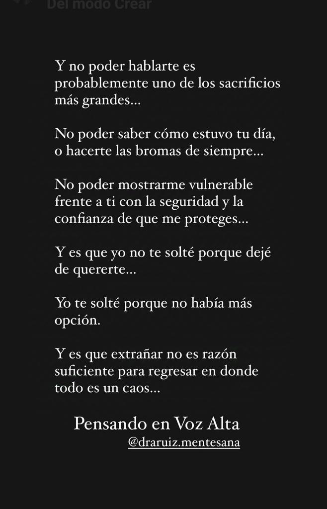 Te solté, pero fuiste tú quien se alejó