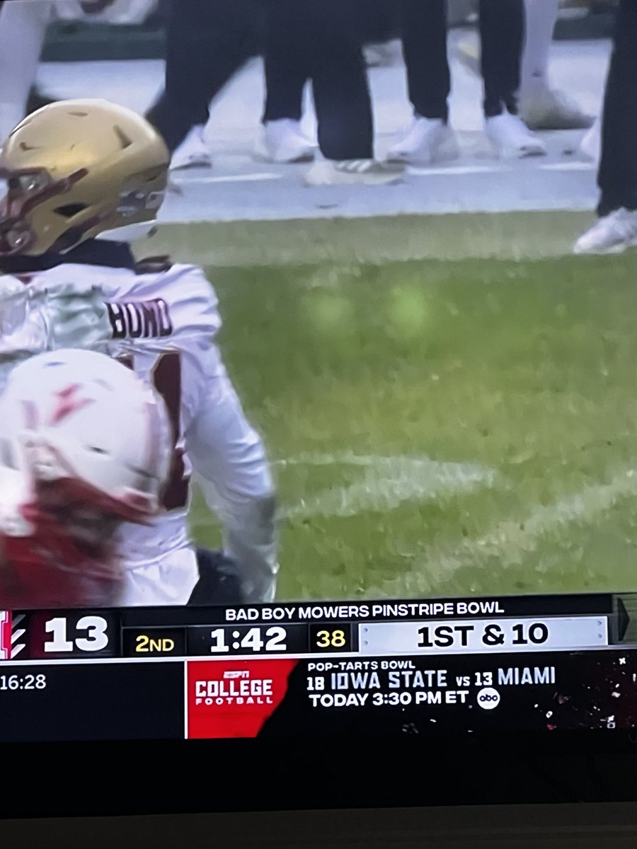 therealmark60's tweet photo. Just over here watching the Bad Boy Mowers Pinstripe Bowl 😂😂. The pinnacle of top tier college football over here. The game after this is the Walmart Unity Toyota Bowling Ball Bowl followed by the Toilet Bowl after that. Great afternoon of quality football. 😂😂 https://t.co/WP4IyK0xGz