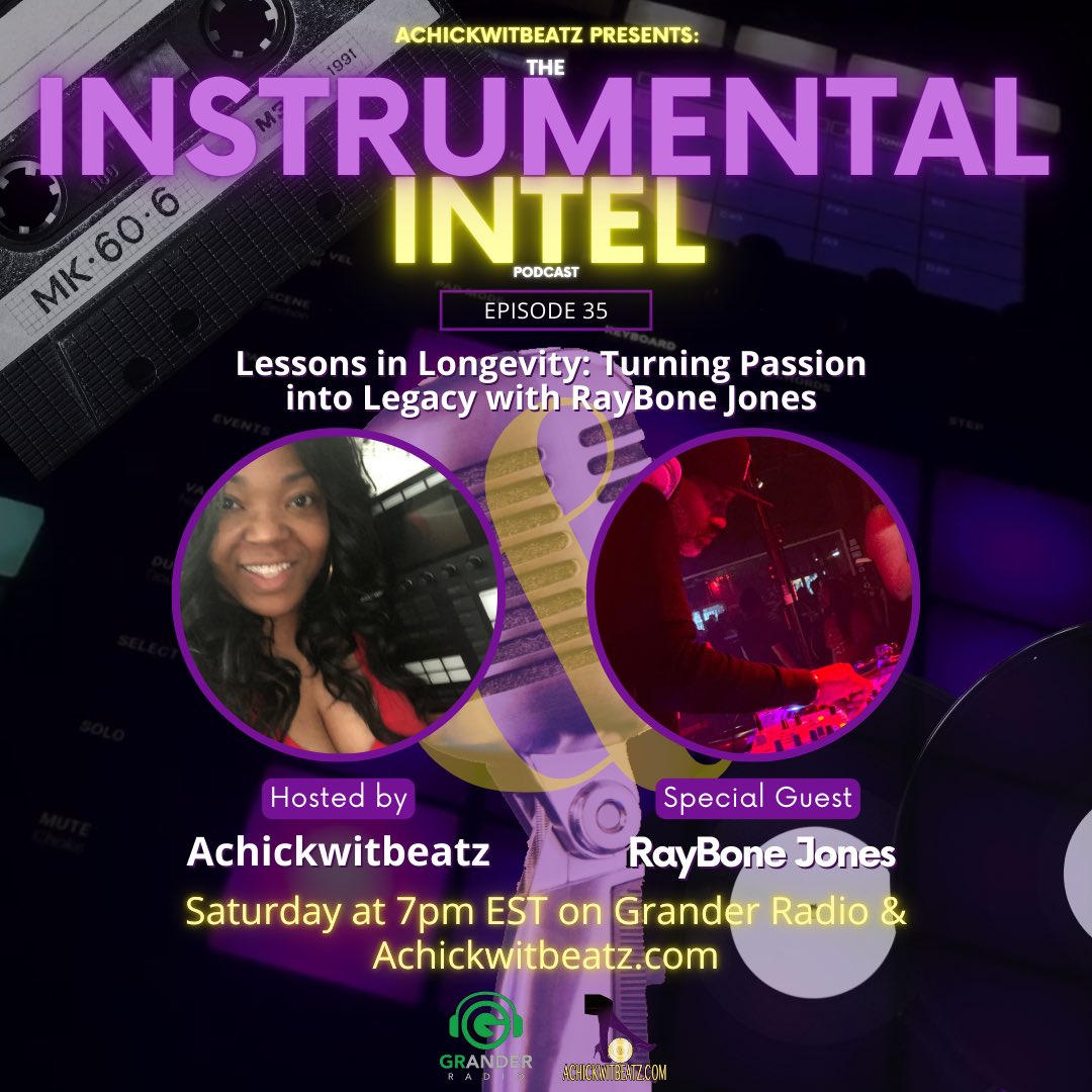 AChickWitBeatz (@achickwitbeatz) on Twitter photo Ep. 35 of <a href="/NstrumentalNtel/">Instrumental Intel Podcast</a> drops today! DJ/Producer <a href="/RayboneJ/">DJ RayBone Jones</a> stops by to talk turning passion into legacy & more! 🎙️💎
Tune in for insights & music news Saturdays @ 7 pm EST on Grander #Radio & Achickwitbeatz.com. Subscribe now!📱
#podcast achickwitbeatz.com/instrumental-i… Ep. 35 of <a href="/NstrumentalNtel/">Instrumental Intel Podcast</a> drops today! DJ/Producer <a href="/RayboneJ/">DJ RayBone Jones</a> stops by to talk turning passion into legacy & more! 🎙️💎
Tune in for insights & music news Saturdays @ 7 pm EST on Grander #Radio & Achickwitbeatz.com. Subscribe now!📱
#podcast achickwitbeatz.com/instrumental-i…