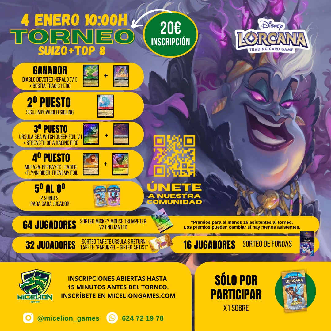🐉Torneo Lorcana🐉
Comienzo: 10h (se ruega puntualidad)
Precio: 20€
Más info en el cartel o web