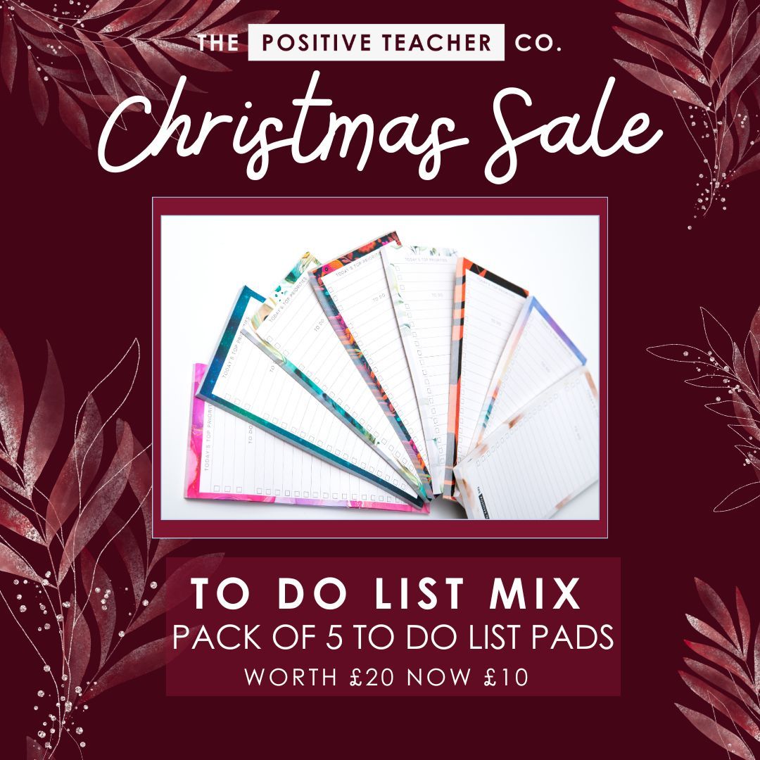 TPositiveTC's tweet image. If you need lists to keep you organised, then our To Do List Mix is for you. Get our amazing To Do Lists in 5 designs for only £10. They're such a bargain, and they're so helpful. buff.ly/3GGA5ah #ToDoList #StayOrganised #ChristmasSale