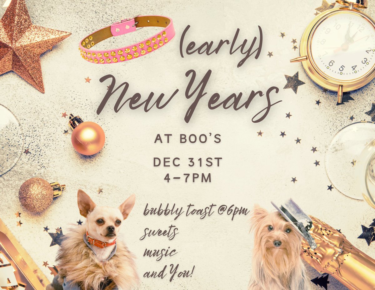 BoosIcehouse's tweet photo. 🥂 The whole Boo's Team would love to celebrate 2024, and welcome 2025  with you - our Boo's Fam! 
Champagne toast @ 6PM
Dessert table @ 6PM
Music
Pupcups
And YOU!

#boosdogbar
#nye2024 #thingstodosarasota #sarasota #dogbar https://t.co/zZRcoALxaR