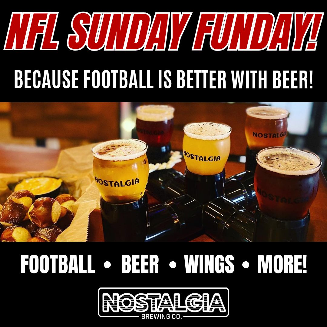 🏈 NFL Sunday Funday is almost HERE! 🍻

📅 This Sunday:
🍺 Craft beer
🍗 Wings &amp; pretzels
📺 All the NFL action on big screens

📍 Find us in Gahanna—just minutes from Columbus becausee football + beer = perfection. 🍻

#FootballAndBeer #NFLSundayFunday #614Brews #OhioCraftBeer