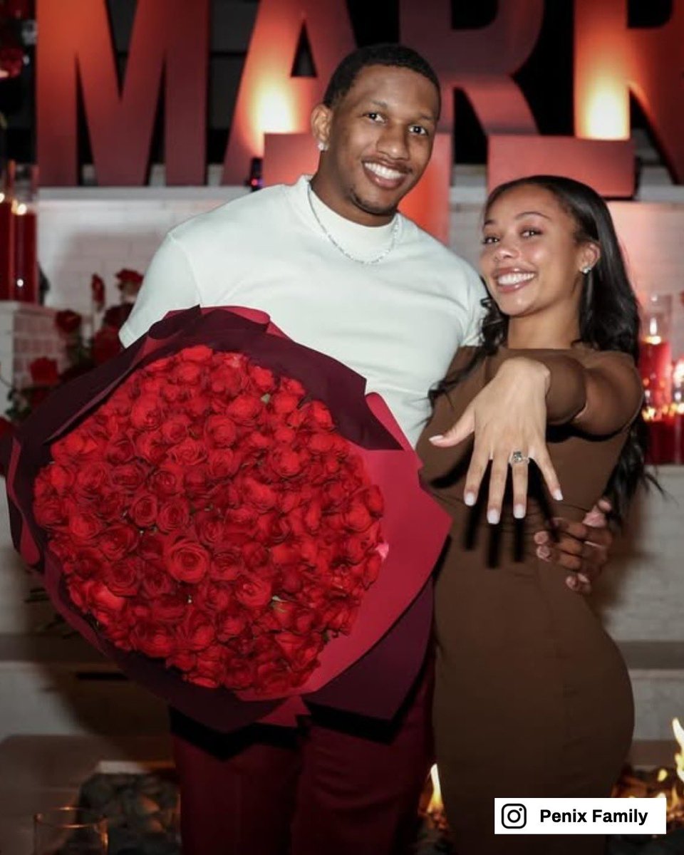 AtlantaFalcons's tweet image. Congrats to @themikepenix and his fiancée on their engagement! 💍