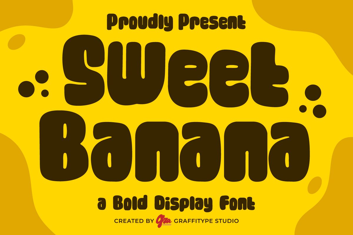graffitype's tweet photo. Proudly Present Our Newest Bold Font, Sweet Banana.

Created by @graffitypestudio 

Included:
- OTF, TTF, WOFF File
- Numeral &amp; Punctuation
- PUA Encoded
- Easy Installation
- Work in Many Software

Start from 15$ for Dekstop License, feel free to send us a message. https://t.co/MLid8d5ZvU