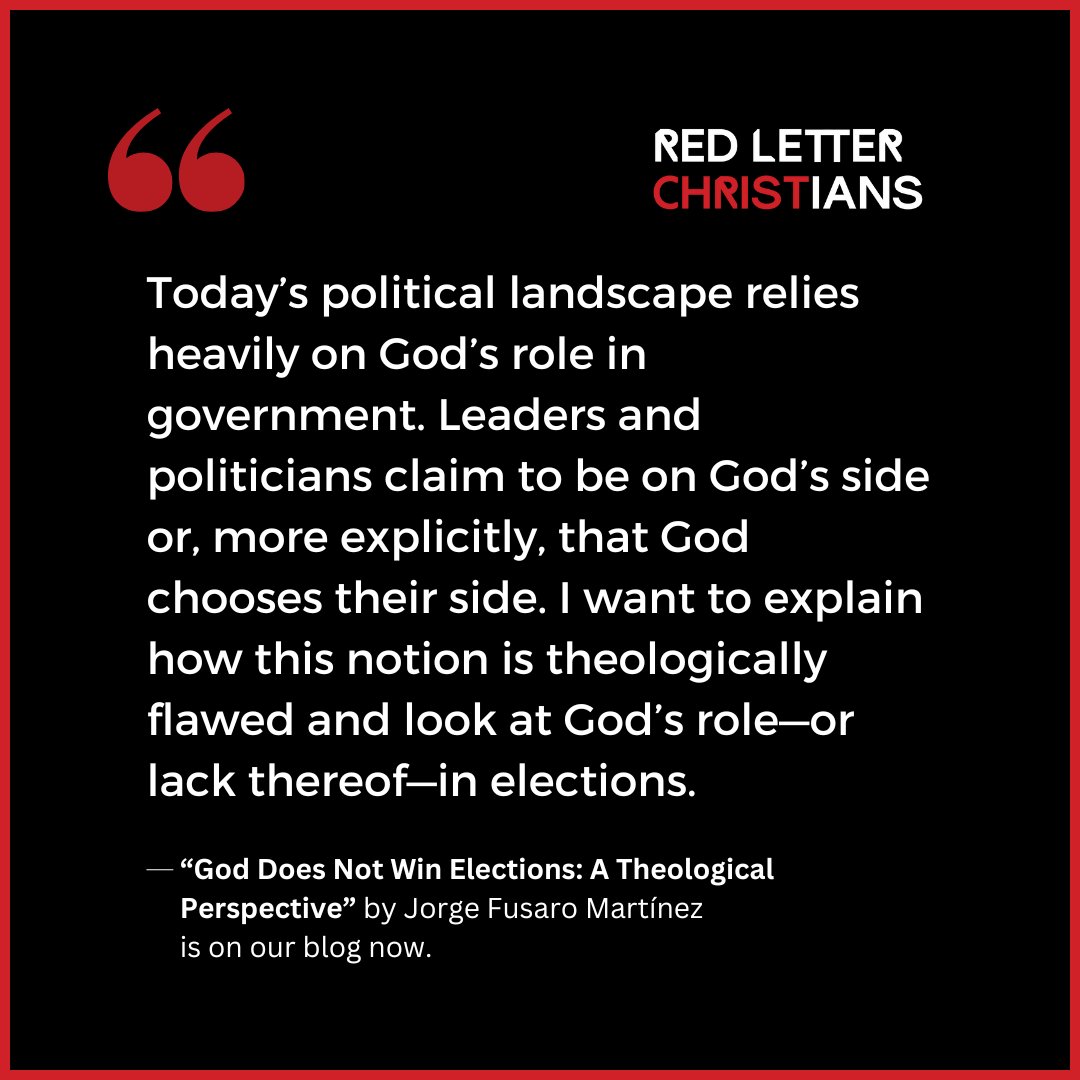 “God Does Not Win Elections: A Theological Perspective” by @<a href="/jorge_fusaro/">Jorge Fusaro Martínez</a> is on our blog now: redletterchristians.org/2024/12/23/god…