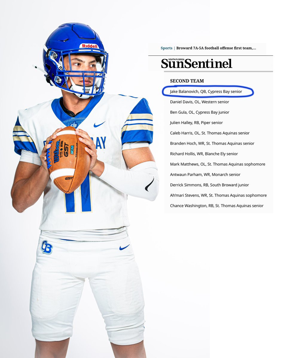 Jake Balanovich (@jakebalanovich) on Twitter photo Hard work pays off. Grateful to be recognized as second team offense in the Broward 7a-5a division!! <a href="/CoachHood88/">Coach Hood</a> Hard work pays off. Grateful to be recognized as second team offense in the Broward 7a-5a division!! <a href="/CoachHood88/">Coach Hood</a>