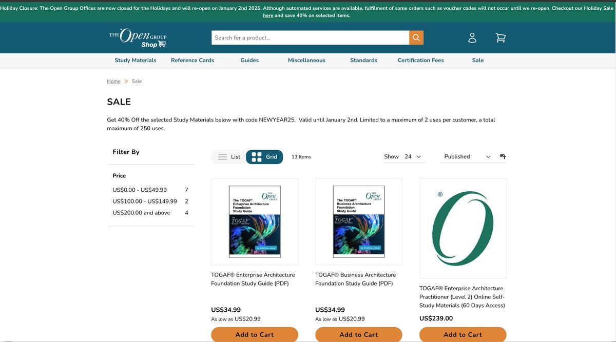TOGAF® (@togaf_r) on Twitter photo Don't miss out on <a href="/TheOpenGroup/">The Open Group</a> Holiday sale. Save 40% on selected Self-Study items shop.opengroup.org/sale #TOGAF #IT4IT #ArchiMate Don't miss out on <a href="/TheOpenGroup/">The Open Group</a> Holiday sale. Save 40% on selected Self-Study items shop.opengroup.org/sale #TOGAF #IT4IT #ArchiMate